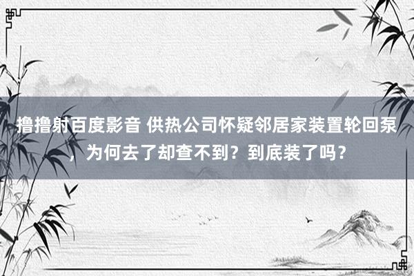 撸撸射百度影音 供热公司怀疑邻居家装置轮回泵，为何去了却查不到？到底装了吗？