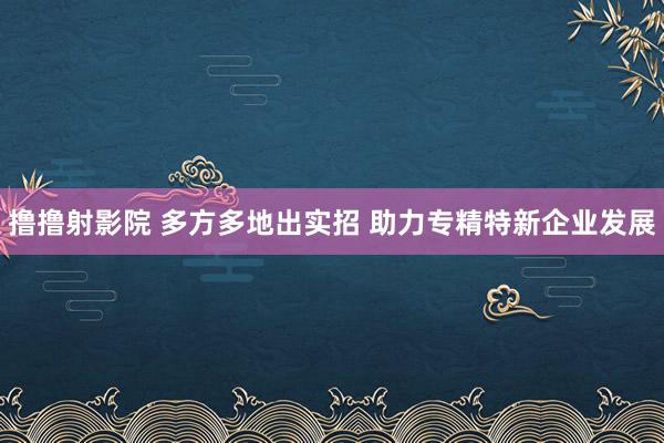 撸撸射影院 多方多地出实招 助力专精特新企业发展