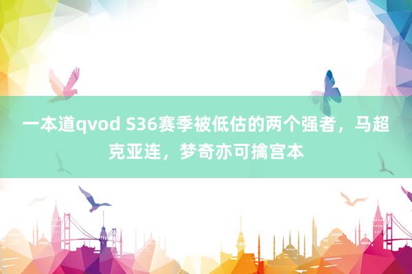 一本道qvod S36赛季被低估的两个强者，马超克亚连，梦奇亦可擒宫本