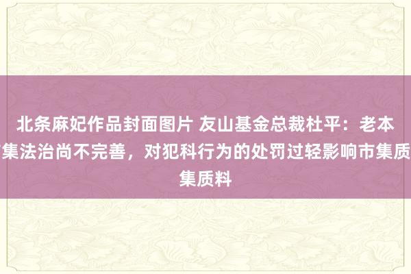 北条麻妃作品封面图片 友山基金总裁杜平：老本市集法治尚不完善，对犯科行为的处罚过轻影响市集质料