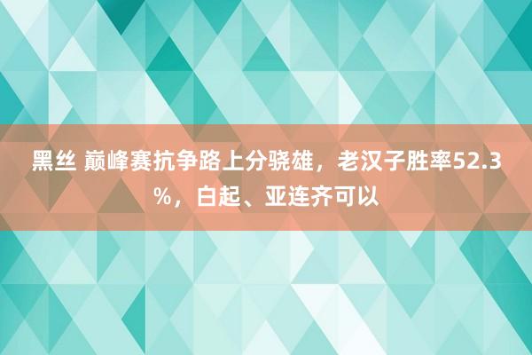 黑丝 巅峰赛抗争路上分骁雄，老汉子胜率52.3%，白起、亚连齐可以